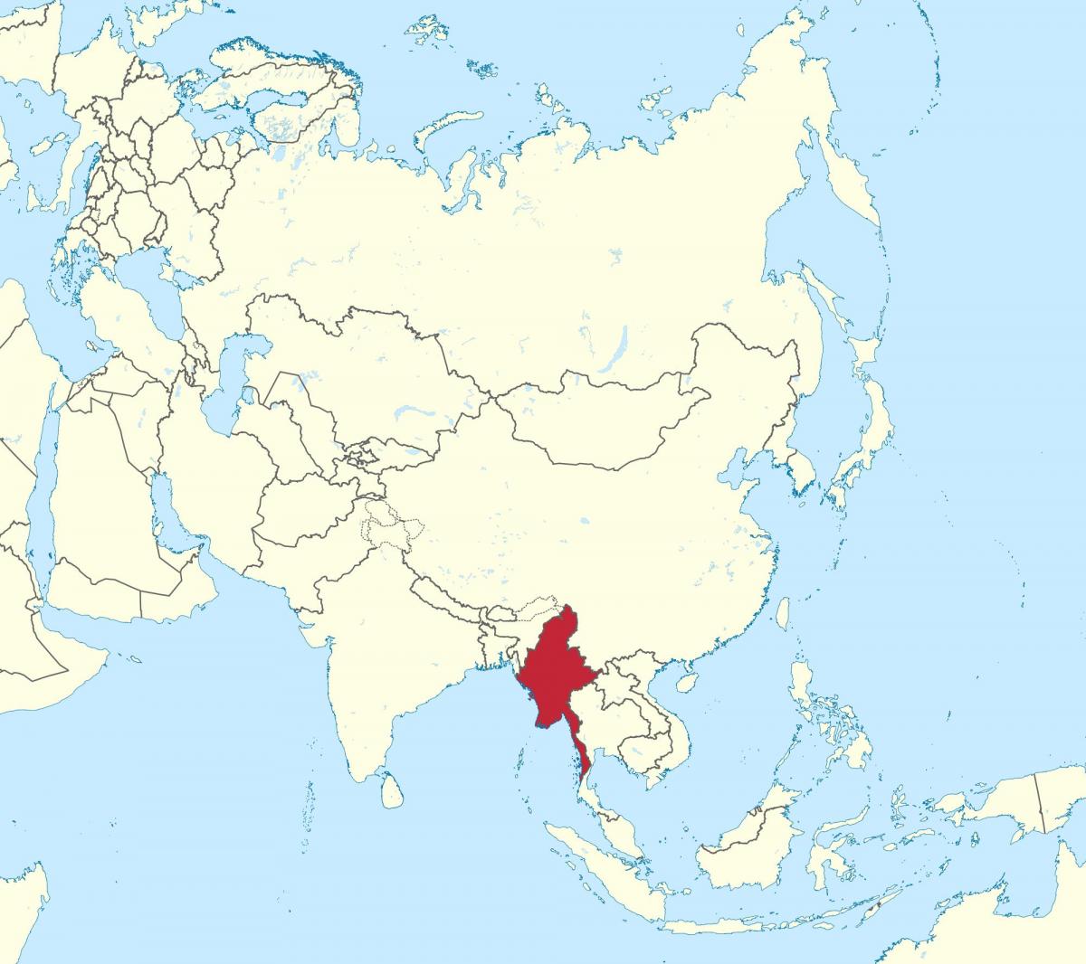 karta svijeta Mijanmar Burma 
