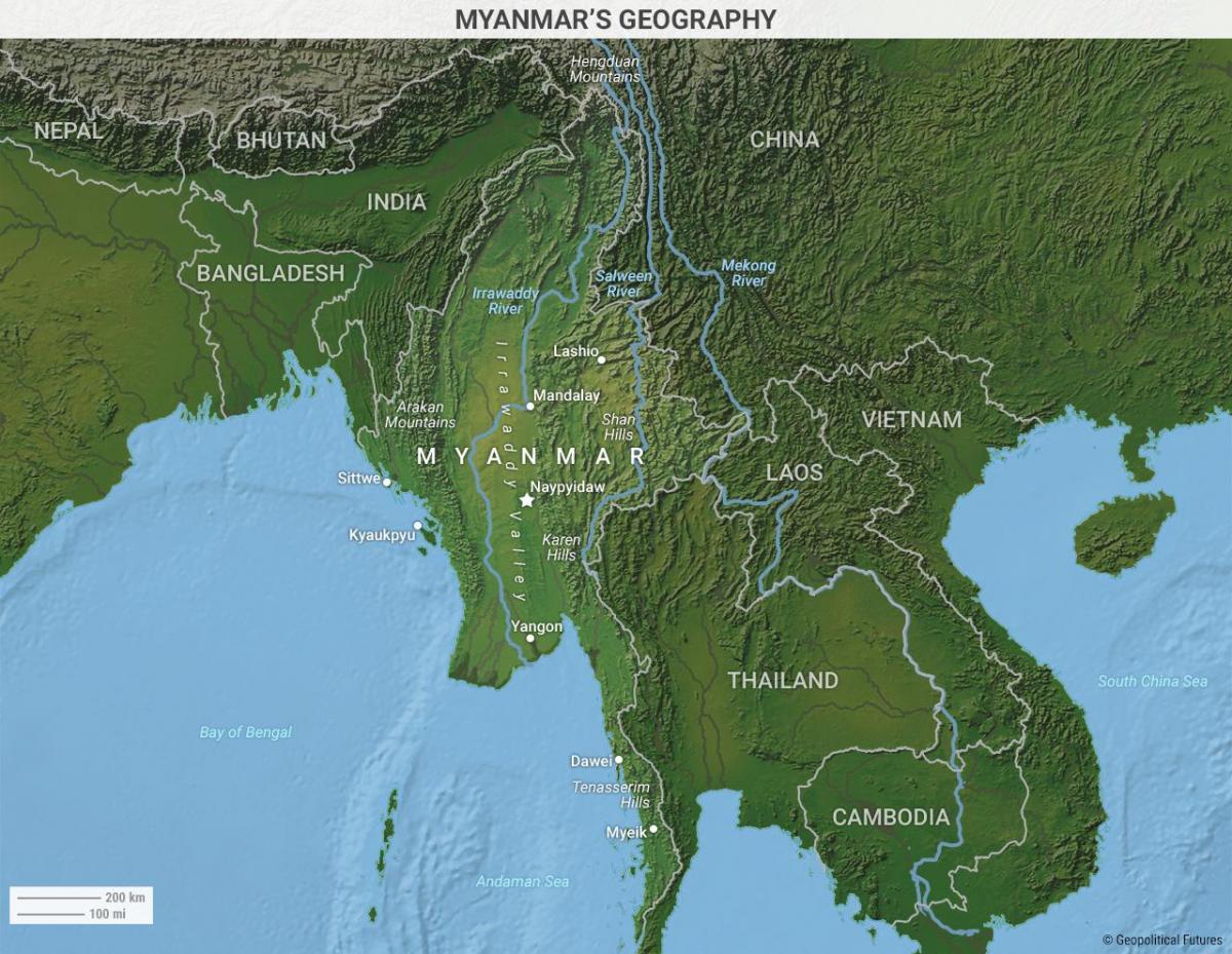 Burma geografije karti