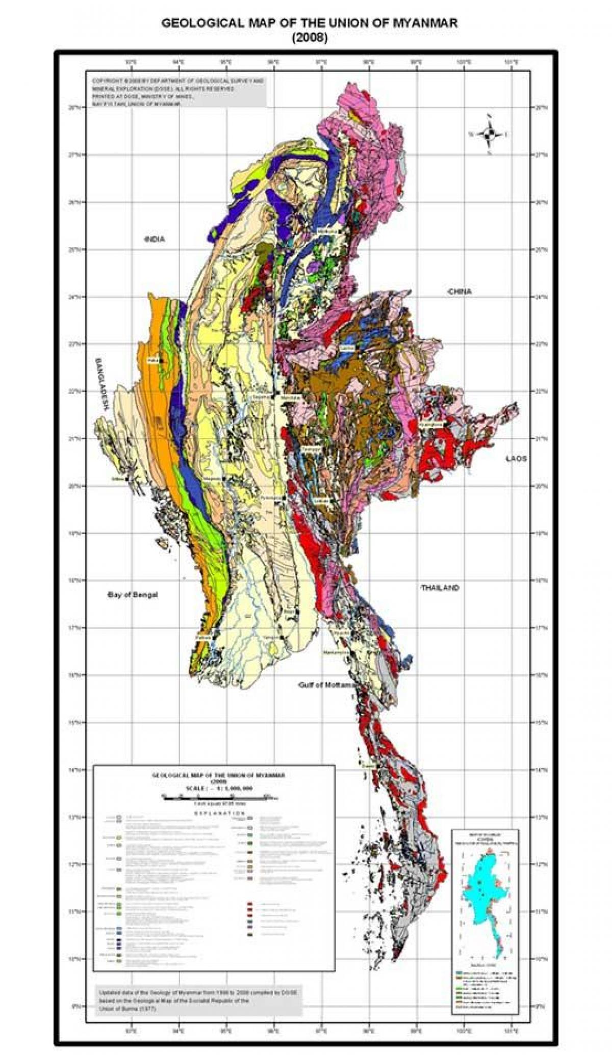 Karta geološke Mianmar 2008