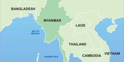 Mianmar na karti Azije